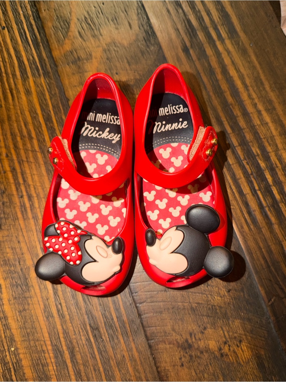 Mini Melissa Red Minnie & Mickey Jelly Mary Jane Shoes